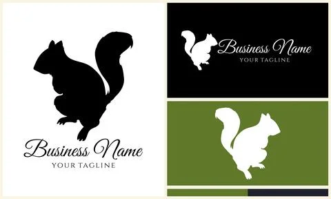 Silhouette squirrel vector logo template Illustrazione stock