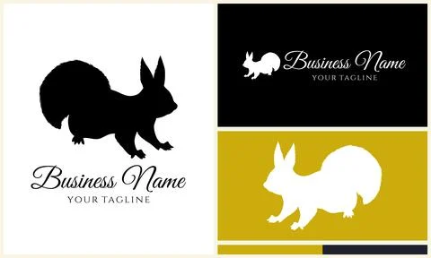 Silhouette squirrel vector logo template 스톡 일러스트