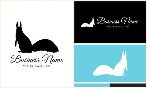 Silhouette squirrel vector logo template イラスト素材