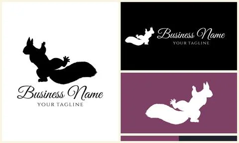 Silhouette squirrel vector logo template Stockillustratie