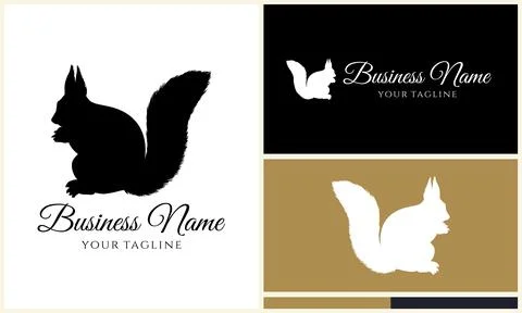 Silhouette squirrel vector logo template 스톡 일러스트