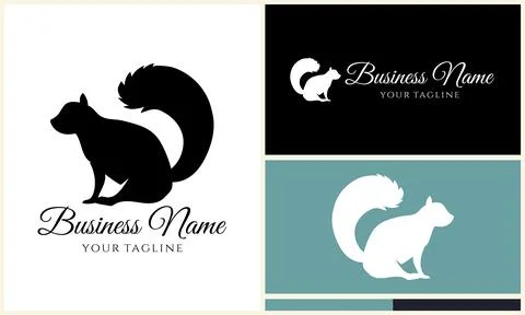 Silhouette squirrel vector logo template 스톡 일러스트