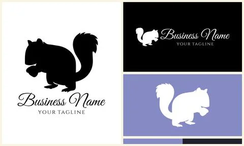 Silhouette squirrel vector logo template Stock Illustration