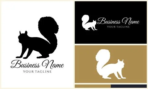 Silhouette squirrel vector logo template Illustrazione stock