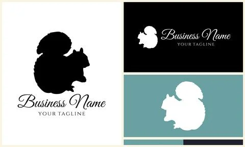 Silhouette squirrel vector logo template Illustrazione stock