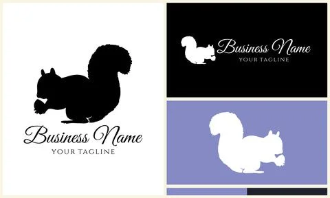 Silhouette squirrel vector logo template Illustrazione stock