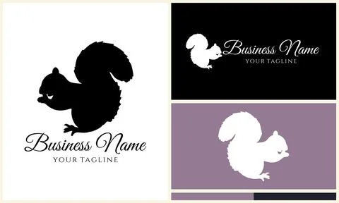 Silhouette squirrel vector logo template 스톡 일러스트