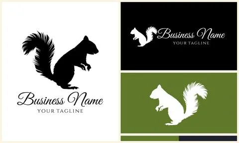 Silhouette squirrel vector logo template 스톡 일러스트