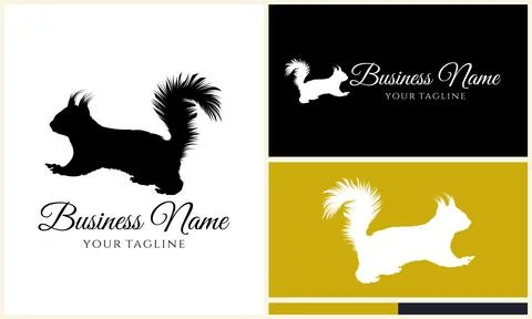 Silhouette squirrel vector logo template 스톡 일러스트