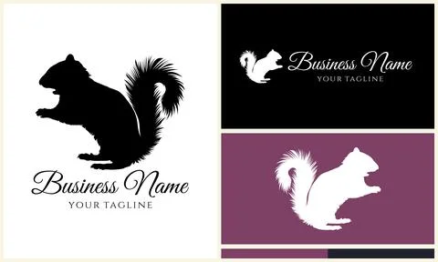 Silhouette squirrel vector logo template Illustrazione stock