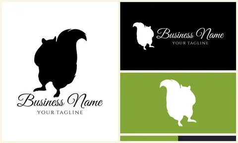 Silhouette squirrel vector logo template Stock Illustration