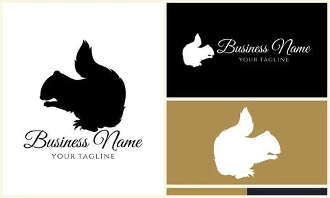 Silhouette squirrel vector logo template Stock Illustration
