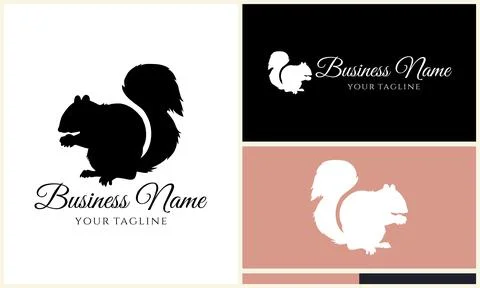 Silhouette squirrel vector logo template Illustrazione stock