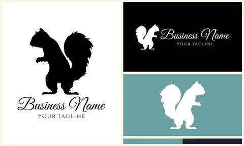 Silhouette squirrel vector logo template Illustrazione stock