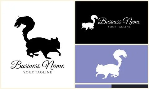 Silhouette squirrel vector logo template Stock Illustration