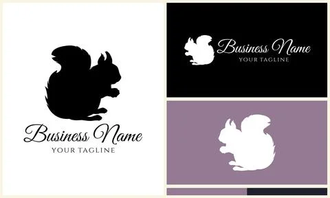 Silhouette squirrel vector logo template 스톡 일러스트
