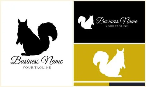 Silhouette squirrel vector logo template 스톡 일러스트