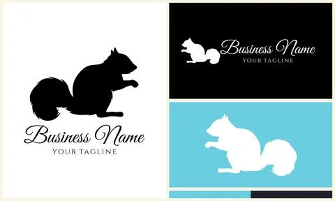 Silhouette squirrel vector logo template 스톡 일러스트