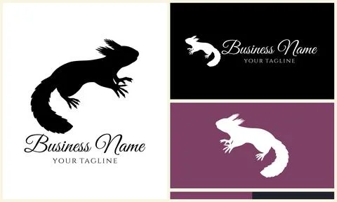 Silhouette squirrel vector logo template 스톡 일러스트