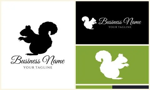Silhouette squirrel vector logo template Stock Illustration