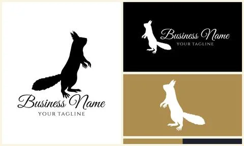 Silhouette squirrel vector logo template Stock Illustration