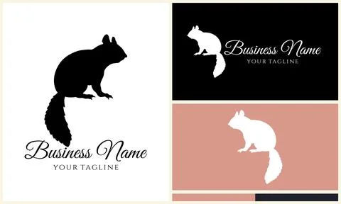 Silhouette squirrel vector logo template Stockillustratie