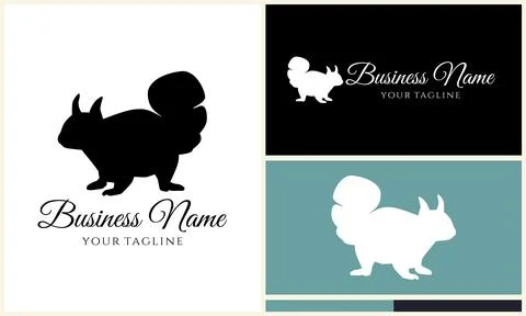 Silhouette squirrel vector logo template Stock Illustration