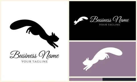 Silhouette squirrel vector logo template イラスト素材
