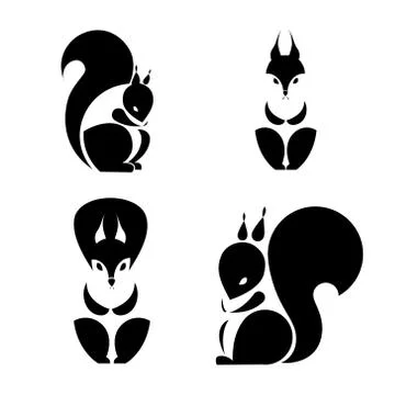 Silhouette Squirrel.  Vector sign for your design. Stock Illustration