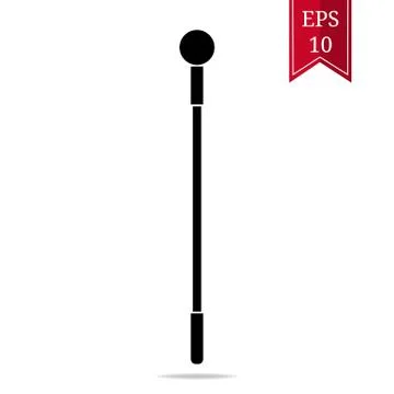 Silhouette Staff Icon isolated on white background. Magic Wand Weapon. Vector. Stock Illustration