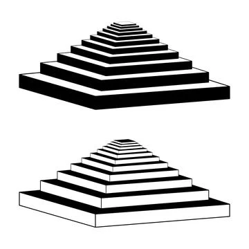 Silhouette of Step Pyramid Structures Vector Illustration 스톡 일러스트