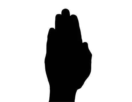 Silhouette stop hand on white Stock Illustration