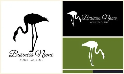 Silhouette stork vector logo template Illustrazione stock