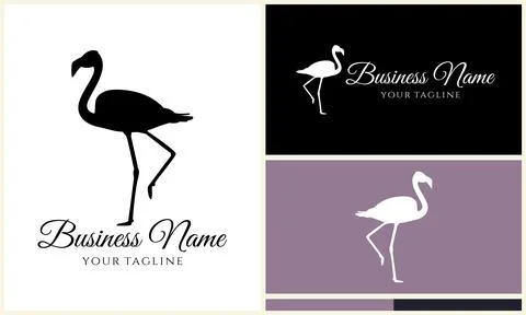 Silhouette stork vector logo template Illustrazione stock