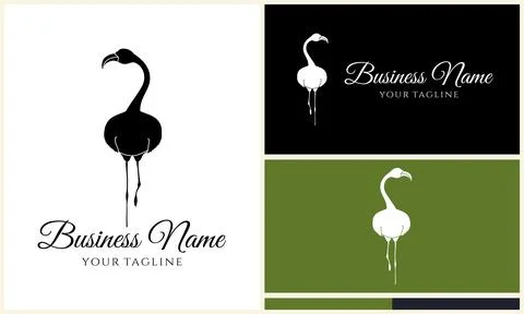 Silhouette stork vector logo template Illustrazione stock