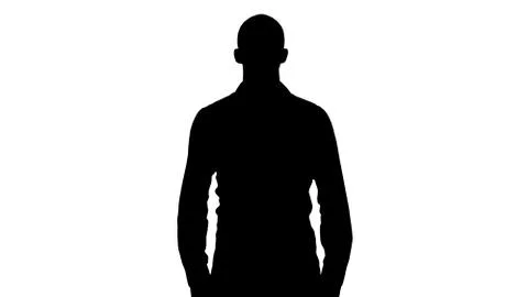 Silhouette Strict arabic man standing and looking into camera. Stock Illustration