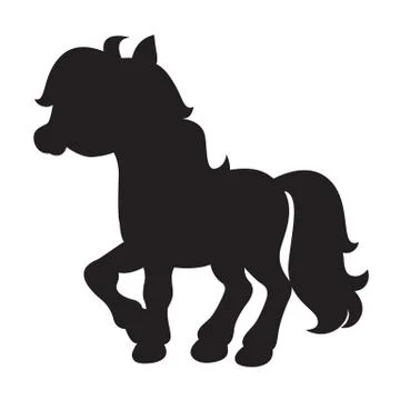 Silhouette of a stylized cartoon pony Ilustração Stock