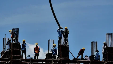 Silhouette Stylized Concept of Construction Site Vidéo 124354577