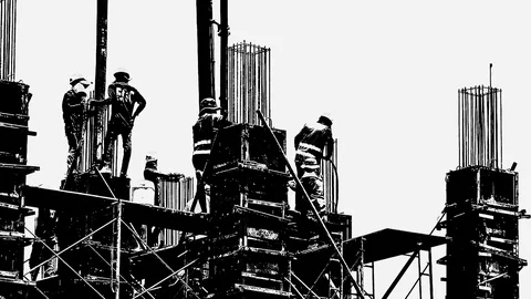 Silhouette Stylized Concept of Construction Site Vídeos de archivo 124354744
