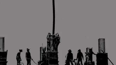 Silhouette Stylized Concept of Construction Site Stock Footage 125126372
