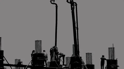 Silhouette Stylized Concept of Construction Site Stock-Footage 125126498