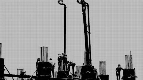 Silhouette Stylized Concept of Construction Site Vídeos de archivo 219713369