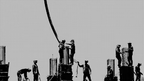 Silhouette Stylized Concept of Construction Site Vídeo Stock 219713374