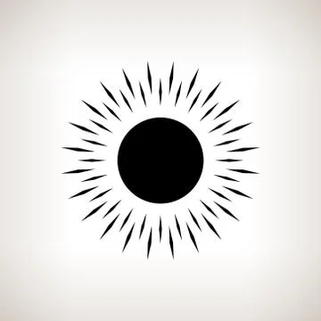 Silhouette sun with rays 스톡 일러스트