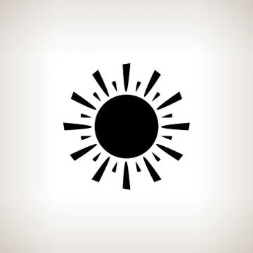 Silhouette sun with rays on a light background Stock Illustration