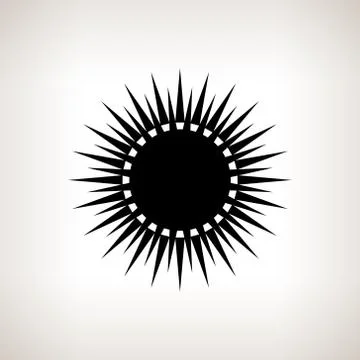 Silhouette sun with rays on a light background 스톡 일러스트