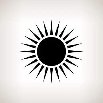 Silhouette sun with rays on a light background 스톡 일러스트