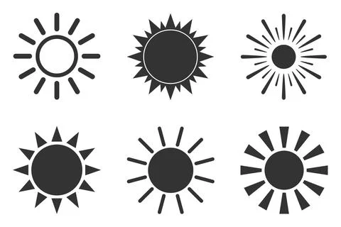 Silhouette of the sun on a white background. Vector illustration. The symbol  Stock Illustration
