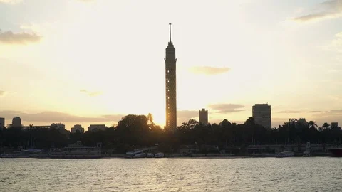 Silhouette sunset in Cairo, Egypt Stock Footage 127612166