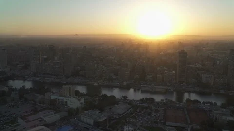 Silhouette sunset in Cairo, Egypt Stock Footage 129638125